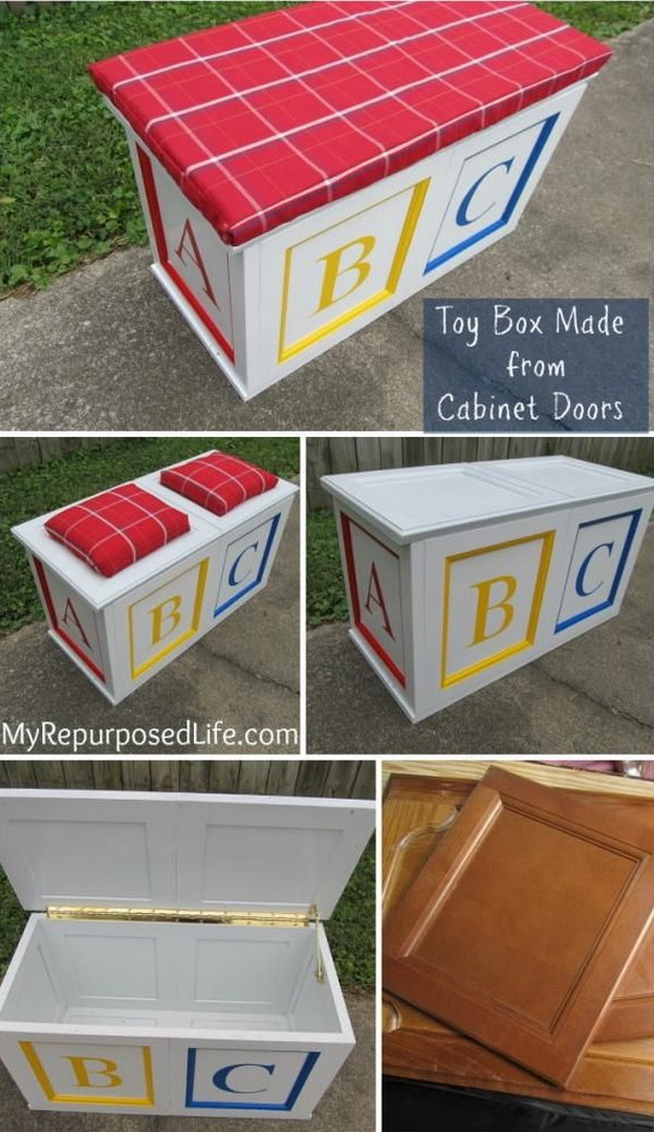 Build a toy box out of closet doors 