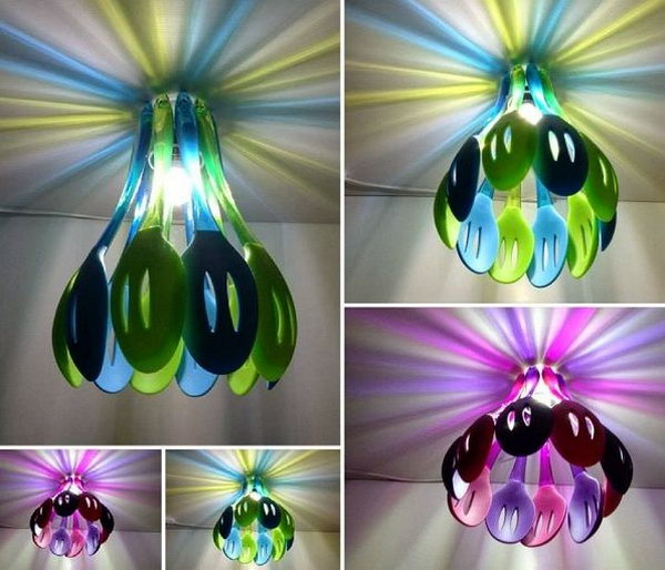 Turn kitchen utensils into a beautiful chandelier. 