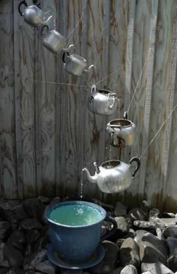 Teapots rain chain. Not only do you make a good sound and improve the external appearance of your home, but you also channel water away from your home.