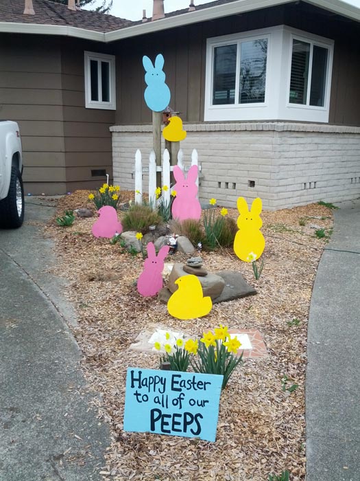 Easter peeps yard decoration. 