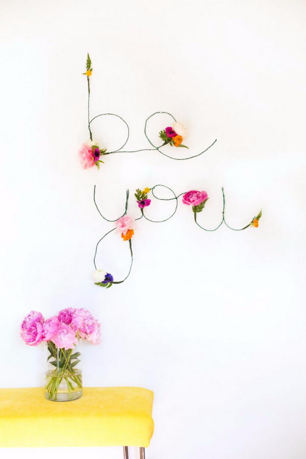 DIY flower and wire words. 