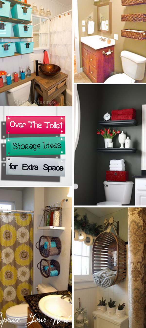Storage ideas for additional space above the toilet!