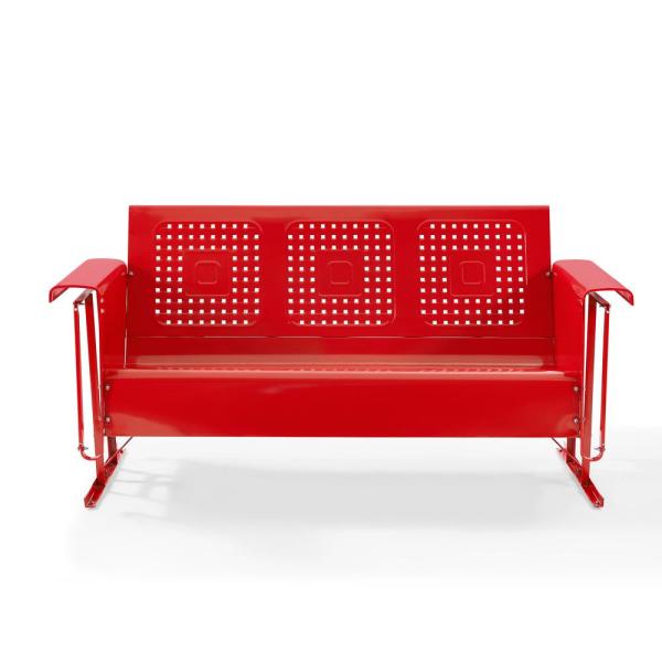 CROSLEY Bates 3-Person Red Metal Outdoor Glider CO1023-RE - The .