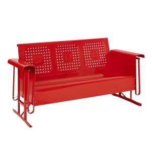 CROSLEY Bates 3-Person Red Metal Outdoor Glider CO1023-RE - The .