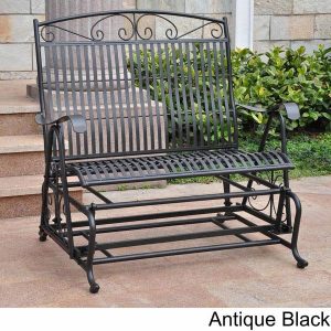 International Caravan Mandalay Wrought Iron Black Glider For .