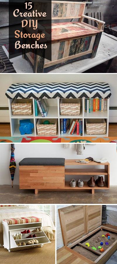 With these creative DIY storage benches you can sit on it and keep books, shoes and other items in the compartments. 