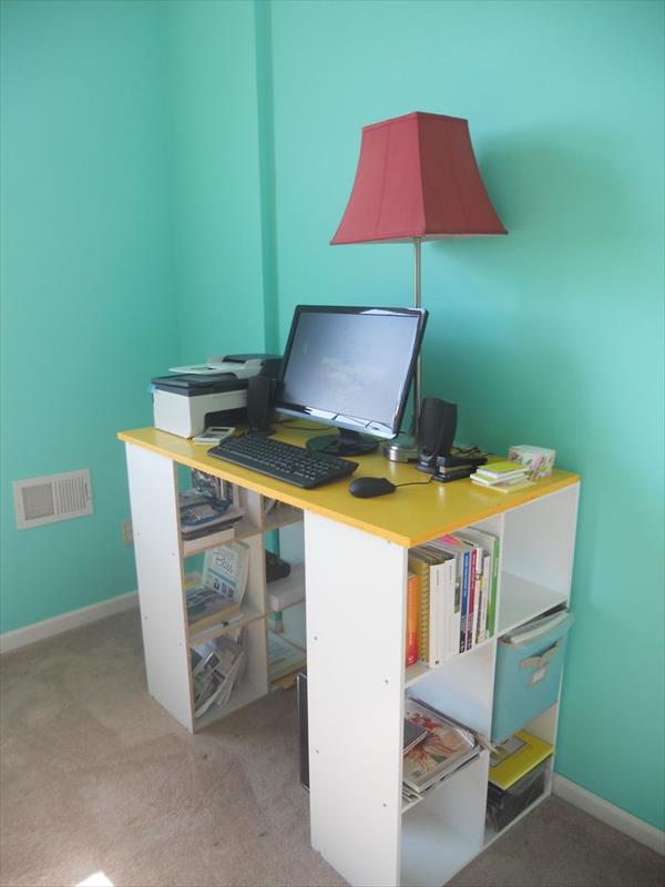 DIY Pottery Barn Related Bookshelf Desk. It's a great desk with lots of storage space. 