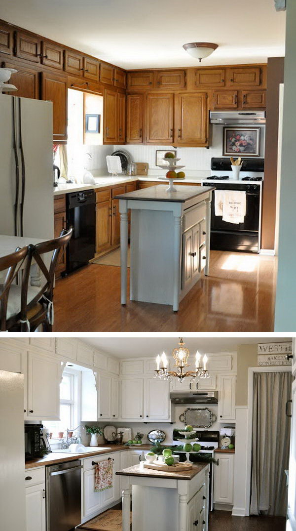 Before: simple kitchen. After: A white revelation. Repeat great cuisine on a budget - before and after! 