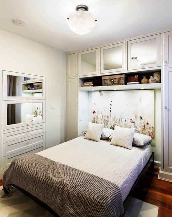 Mirrored cabinet doors can help to increase the feeling of space. 