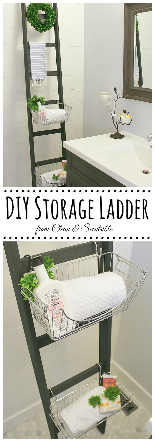 DIY ladders are a great way to add extra storage space in a tiny space. 