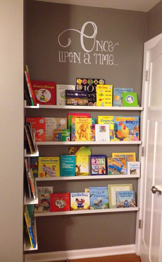 Add DIY Space Saver bookshelf behind the door. 