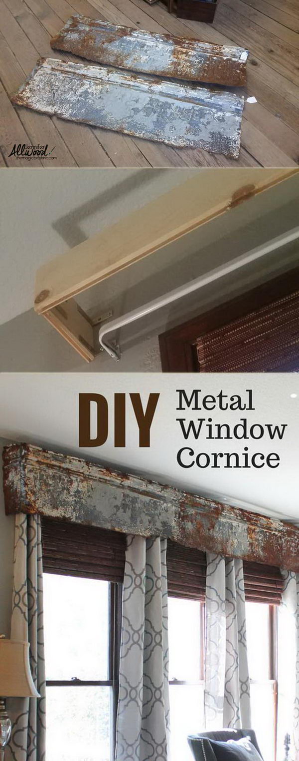 Recycled Rusty Tin Panel Window Valance. 