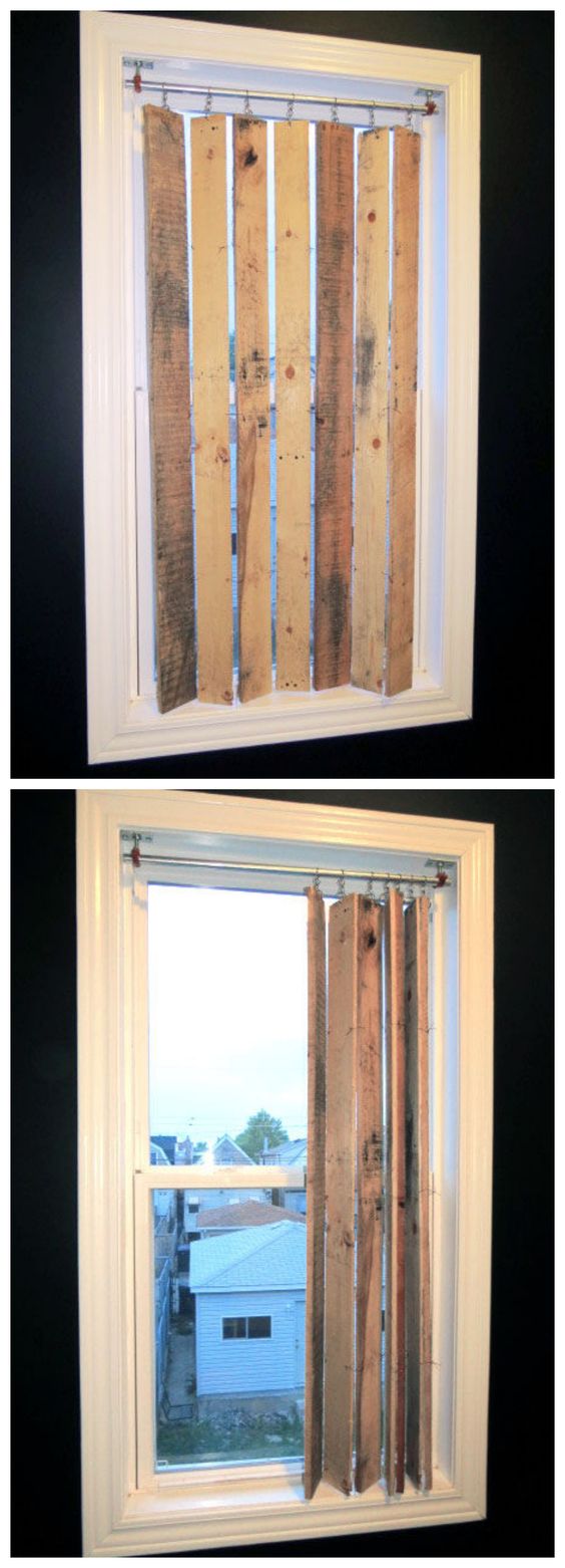 DIY pallet wood vertical blinds. 
