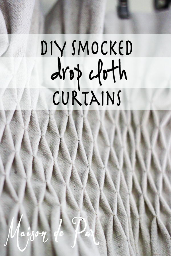 DIY drop cloth smocked curtains. 