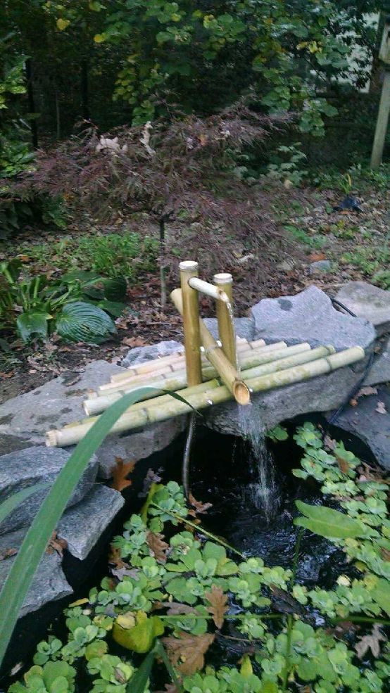 DIY clacking bamboo water feature. 