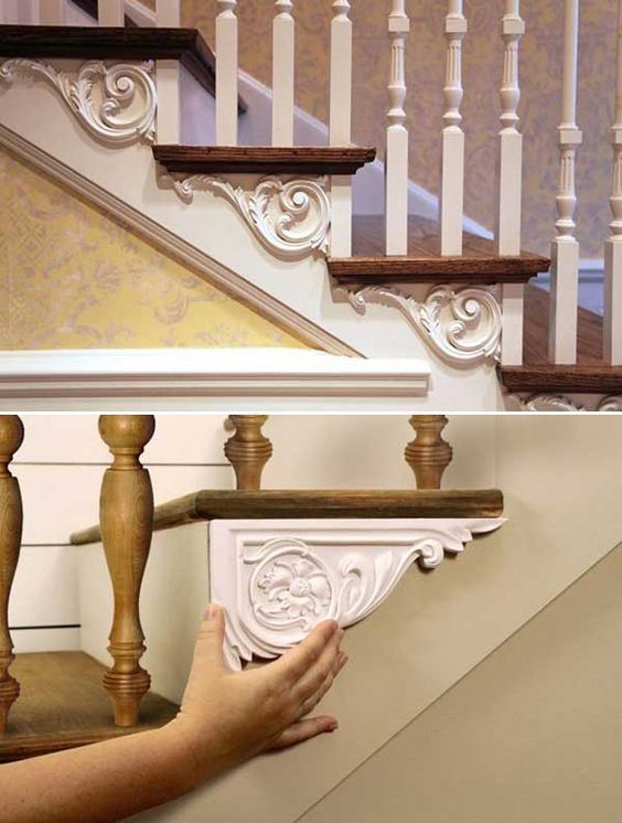 Decorate your stairs with decorative brackets. 