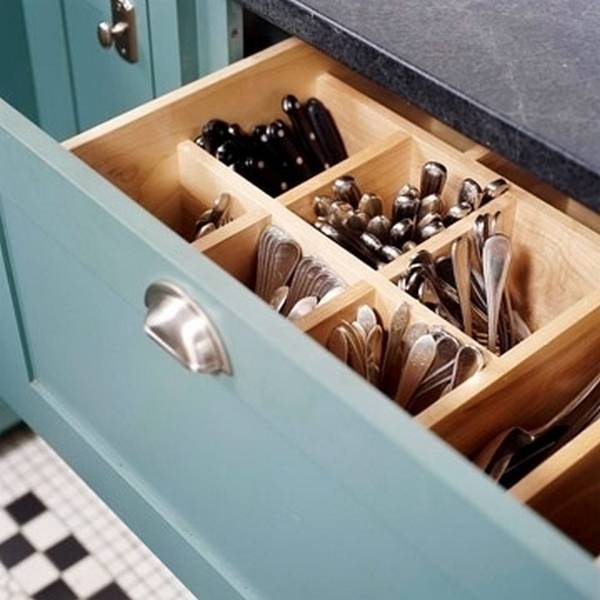 Deep Kitchen cutlery drawer. 