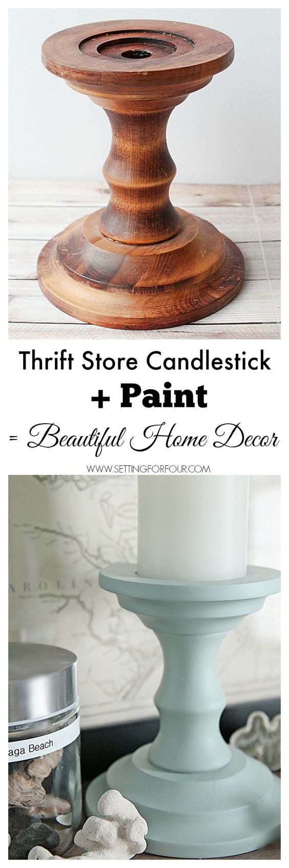 Painted thrift candle holder. 