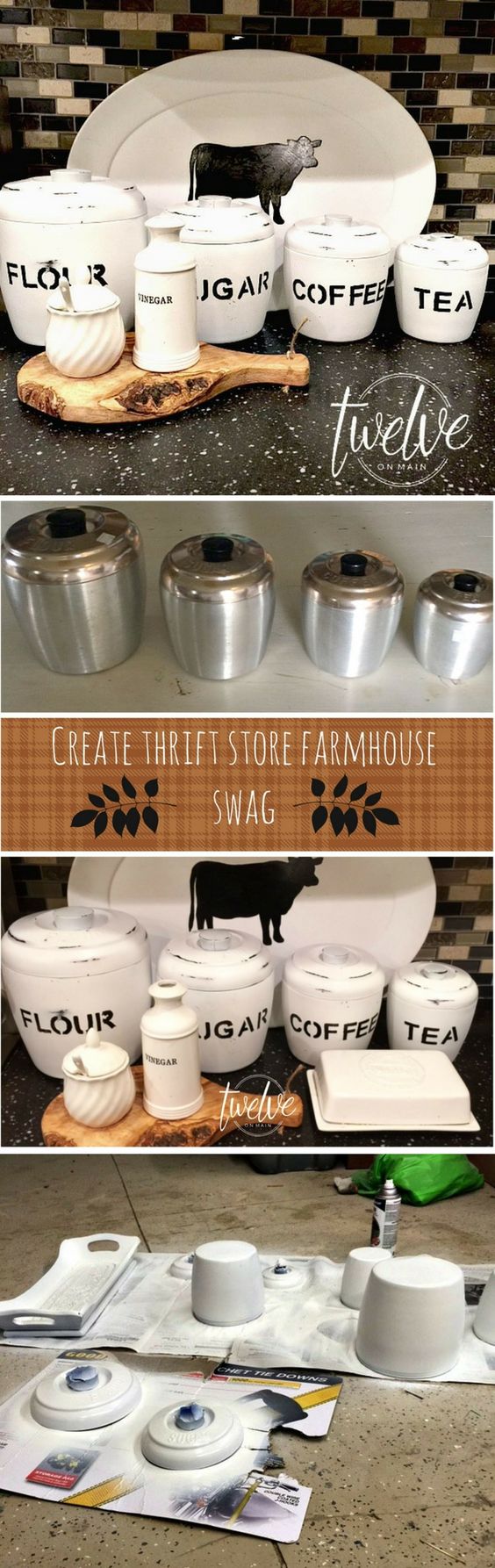 DIY farmhouse style container from Thrift Store Funde. 