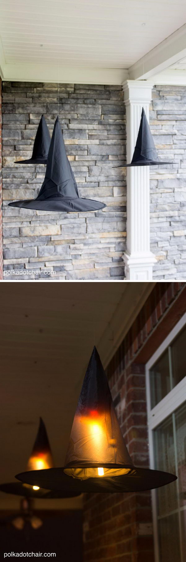 Floating witch hat lights. 