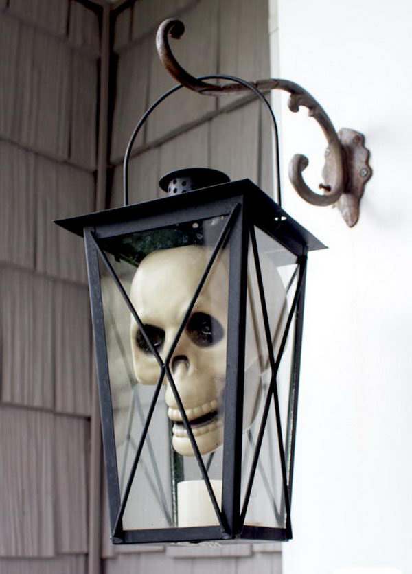 Head in a lantern. 