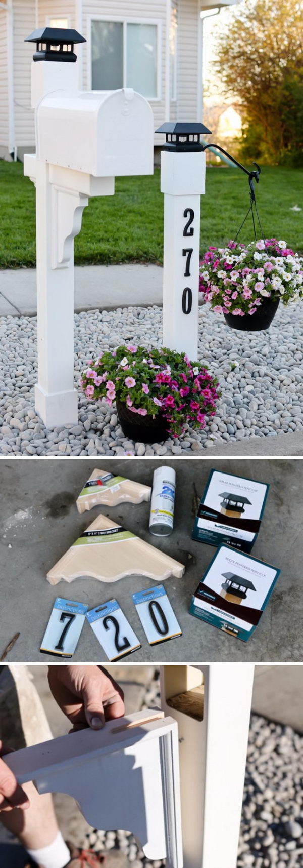 Make a nice mailbox for curb appeal with consoles. 