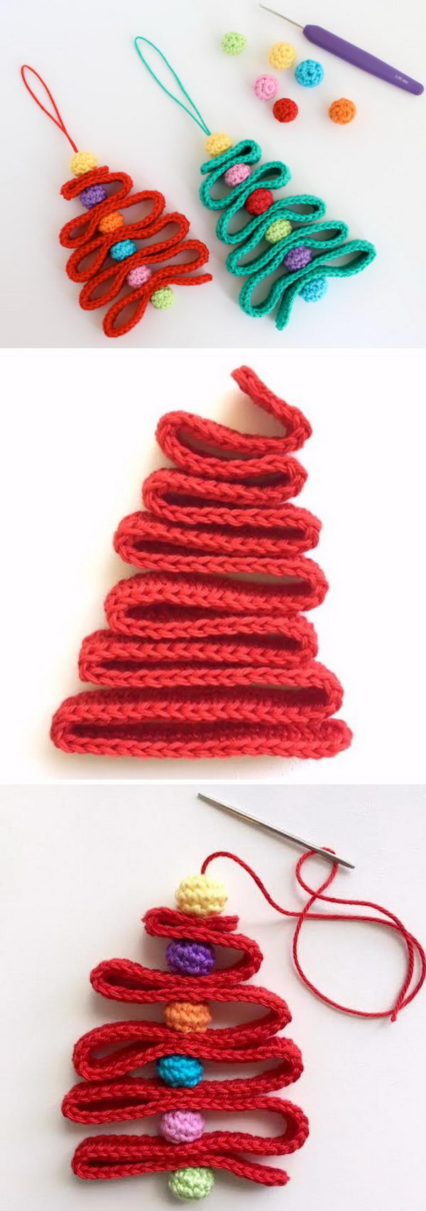 Crochet ribbon Christmas tree pattern. 