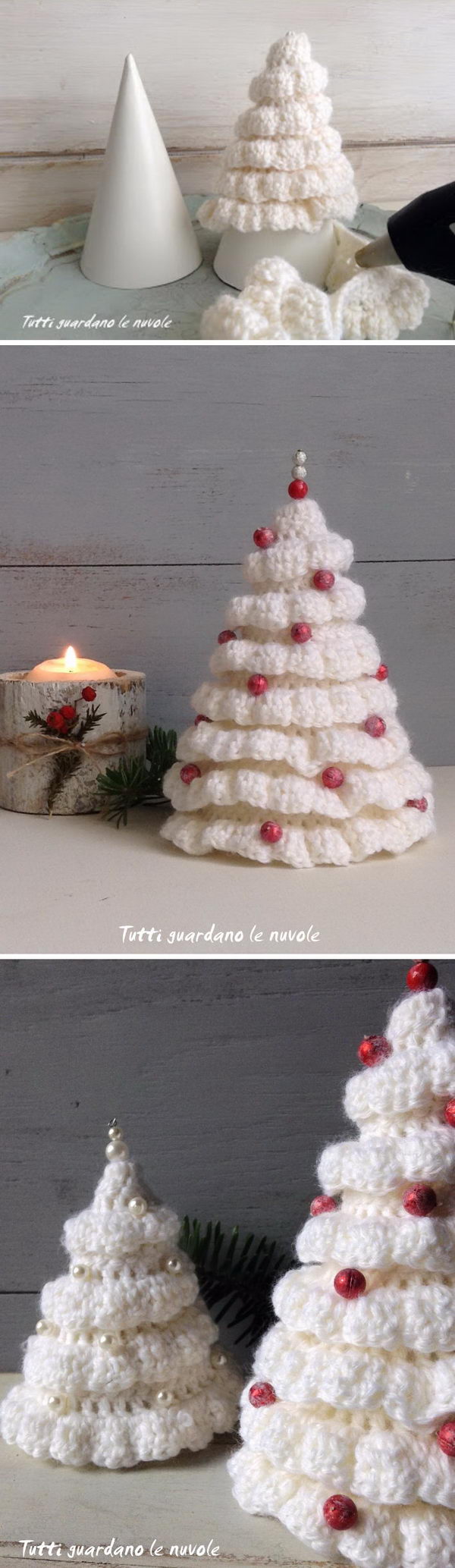 Crochet Christmas trees. 
