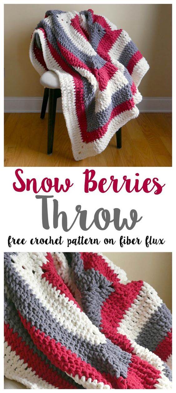 Snow cherries throw free crochet pattern. 