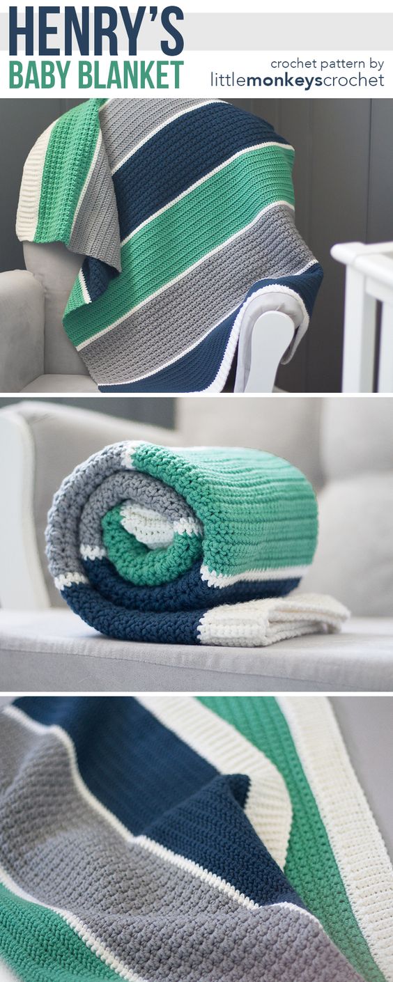Free modern baby blanket crochet pattern. 