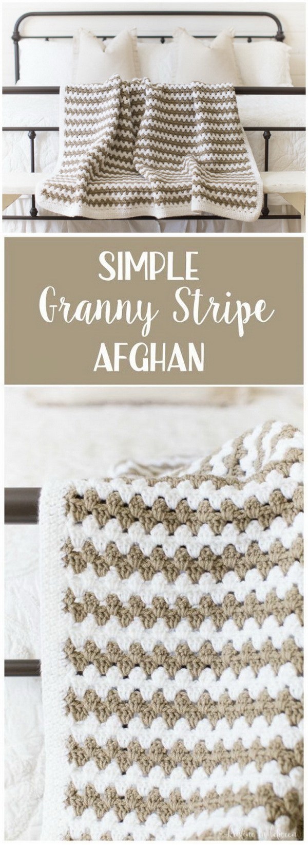 Granny Stripe Afghan Blanket Free crochet pattern. 