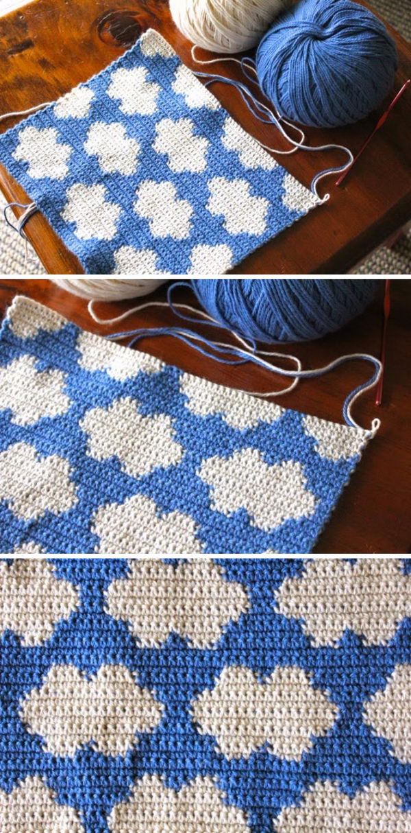 Tapestry crochet clouds. 