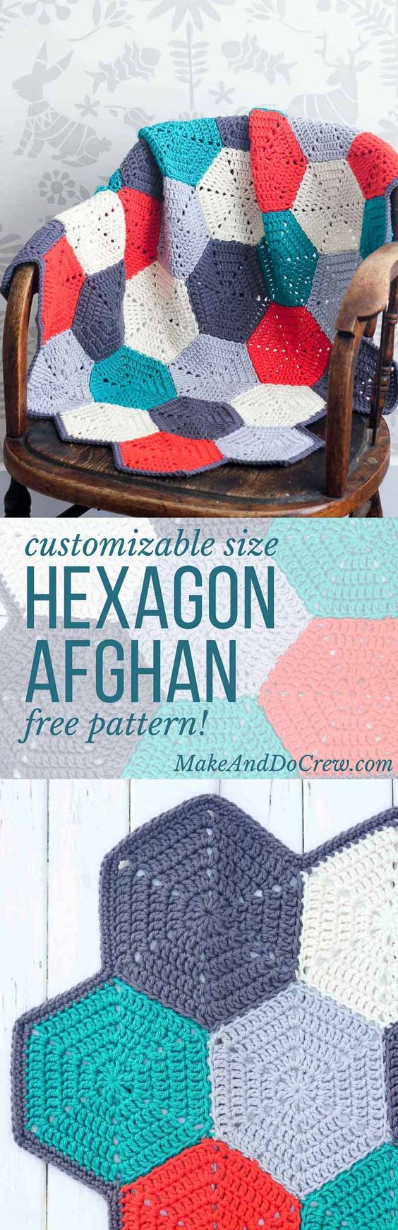 Happy Hexagons Free Crochet Afghan pattern. 