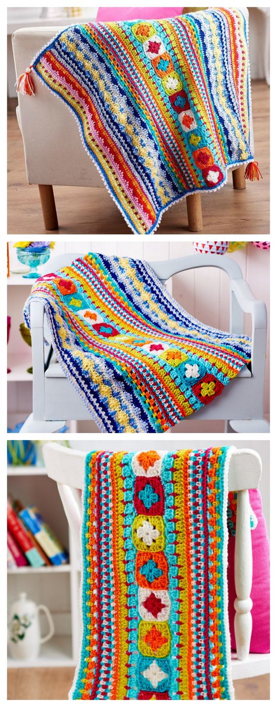 Free Sampler Blanket Crochet Pattern. 