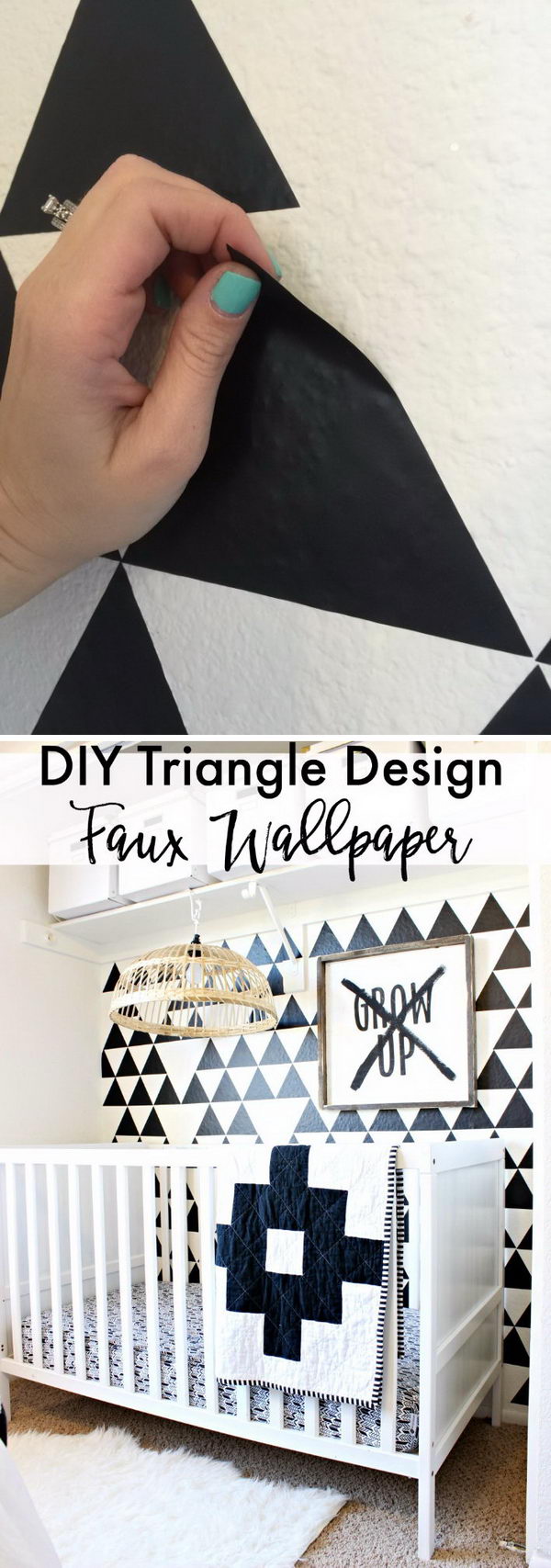 DIY triangle design faux wallpaper. 