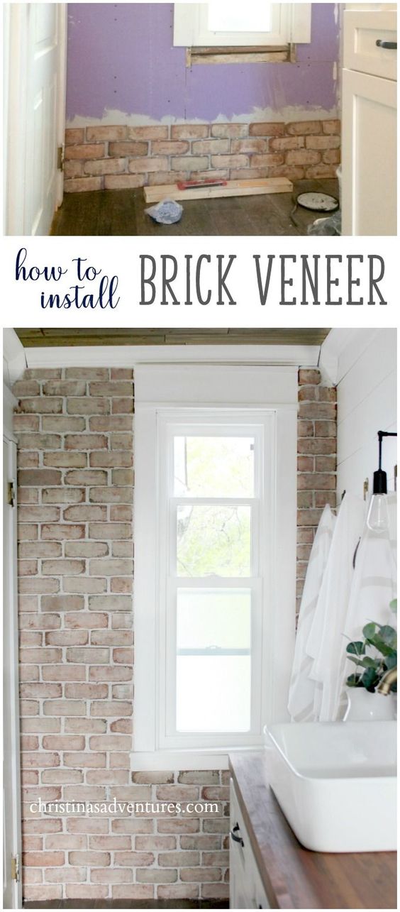DIY brick veneer accent wall. 