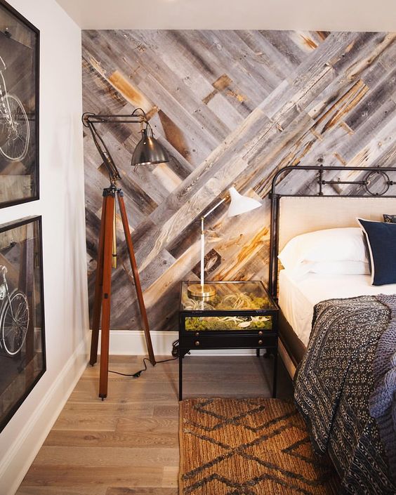 DIY easy peel and stick wooden wall. 