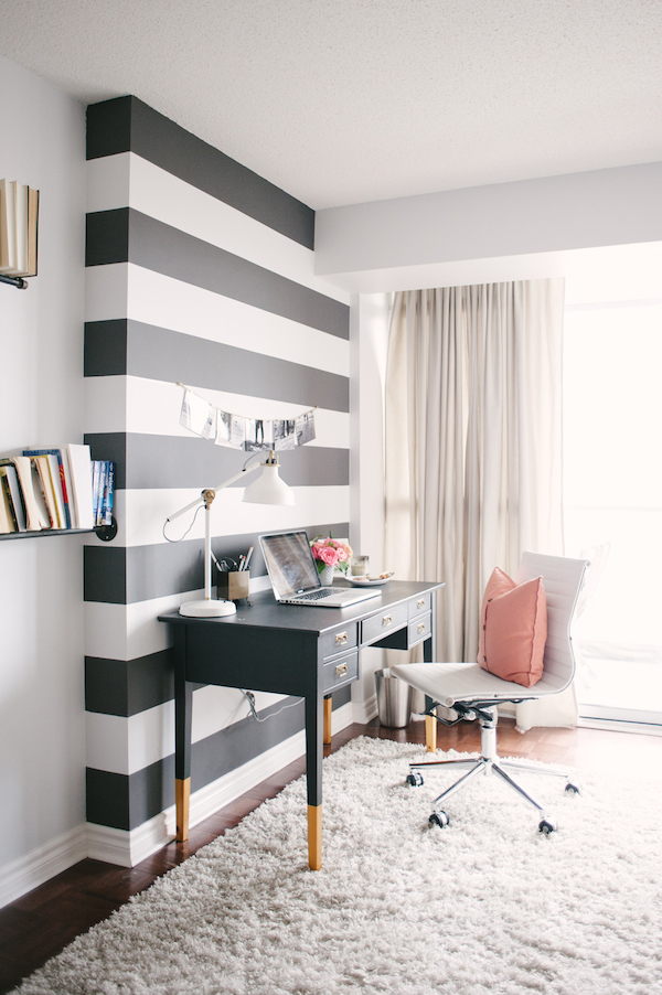Black and white striped wall. 