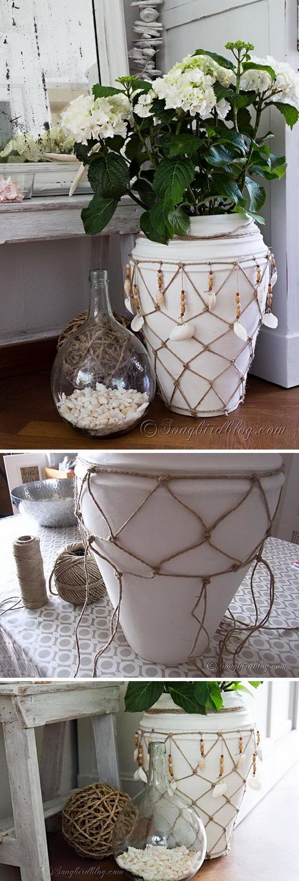 Nautical fishnet vase. 