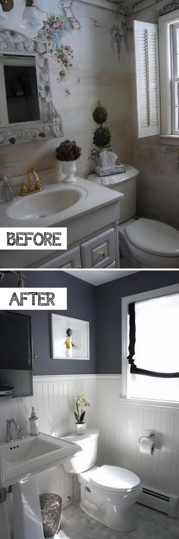 Get the drama shot without darkness by painting the top of the wall black and other surfaces white. 