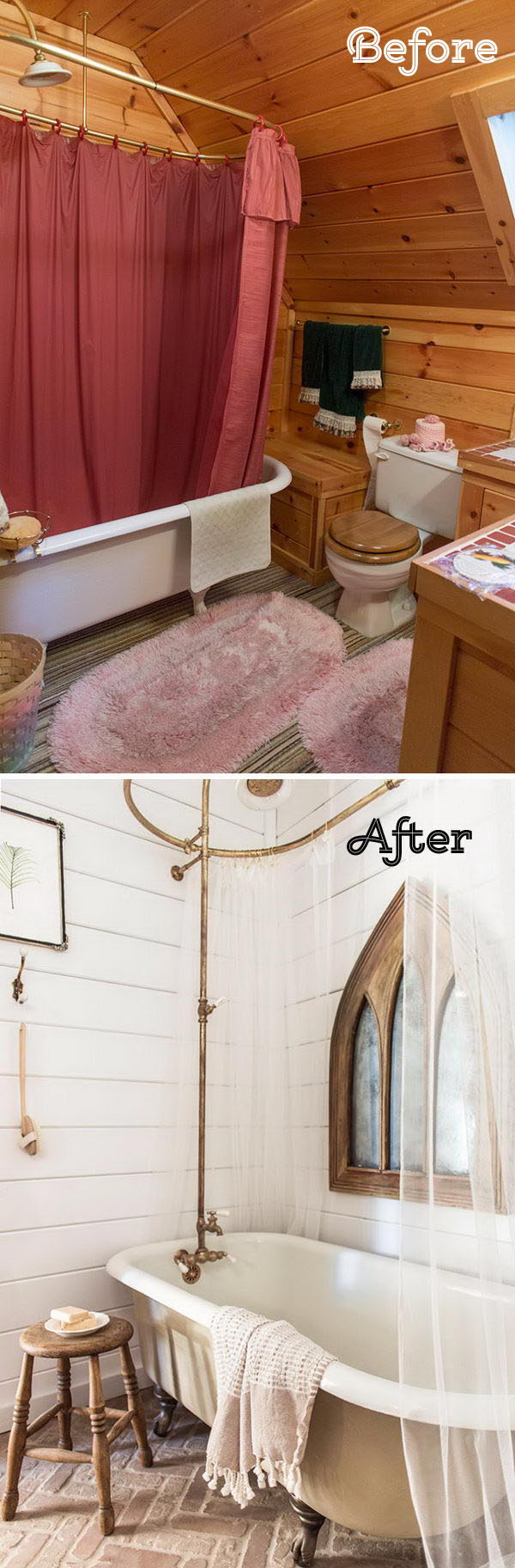 A cozy bathroom gets a farmhouse facelift with all our favorite things. 