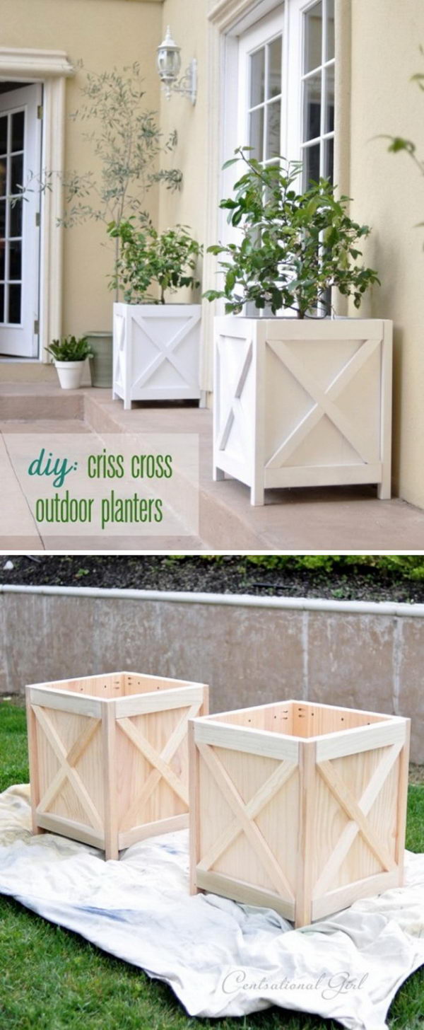 Make cute Criss Cross planters for your porch. 