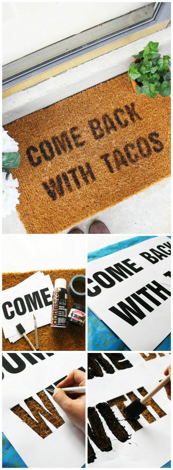 Decorate your porch or patio with this DIY doormat quote. 