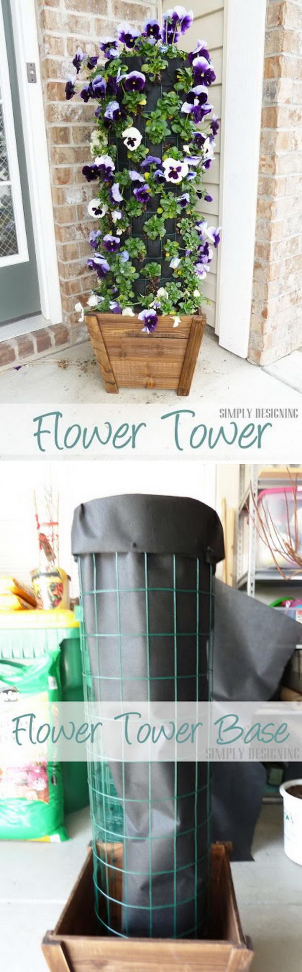 Liven up the front door with this DIY flower tower. 