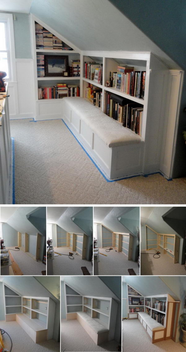     Build a library with a reading bench. 
