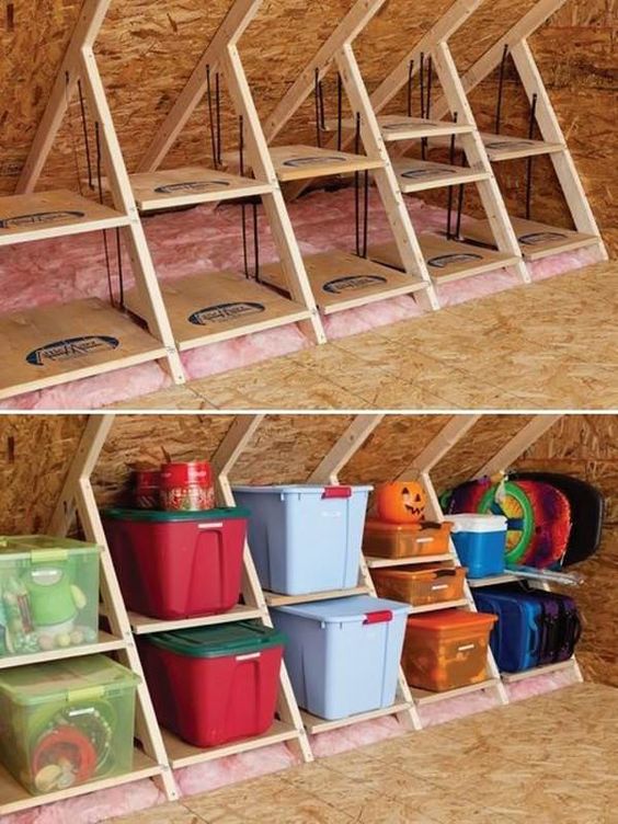 Build a storage system with wooden attics. 