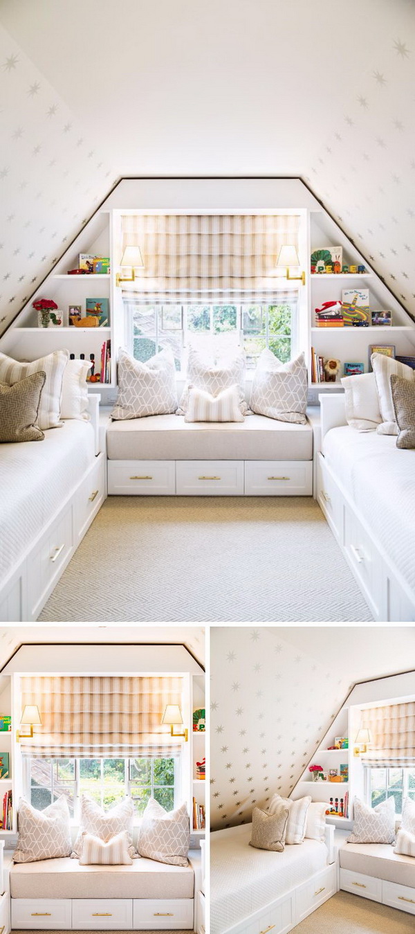 Build an attic bedroom that has plenty of space for storage and organization. 