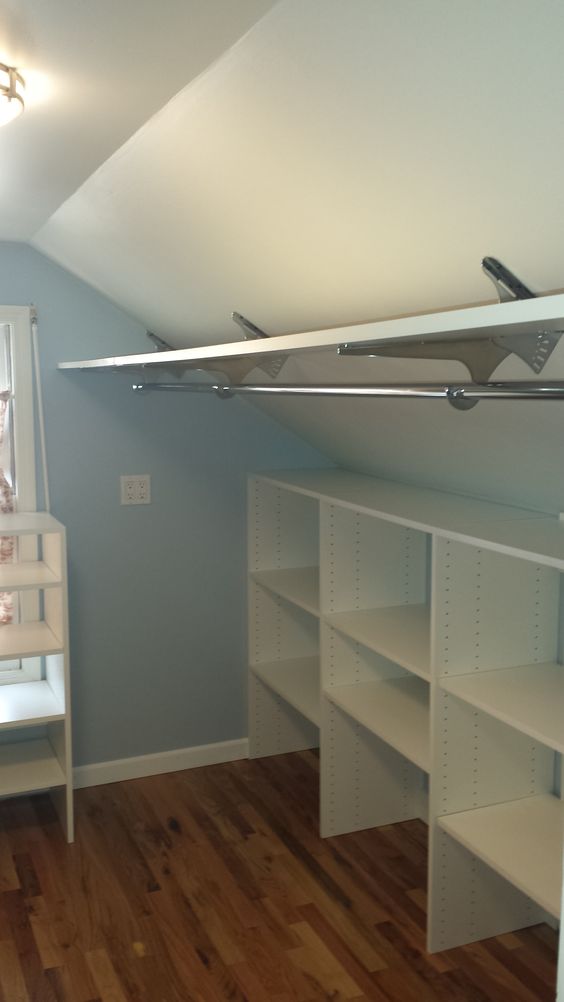 Use angled brackets to maximize the space in the attic. 