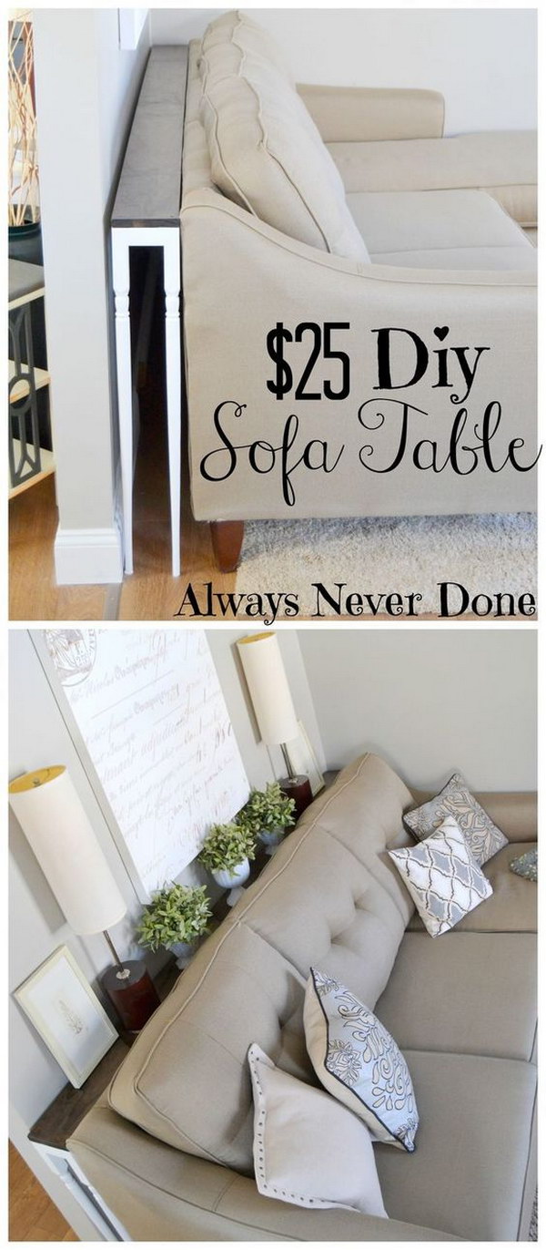 $ 25 DIY sofa table tutorial. 