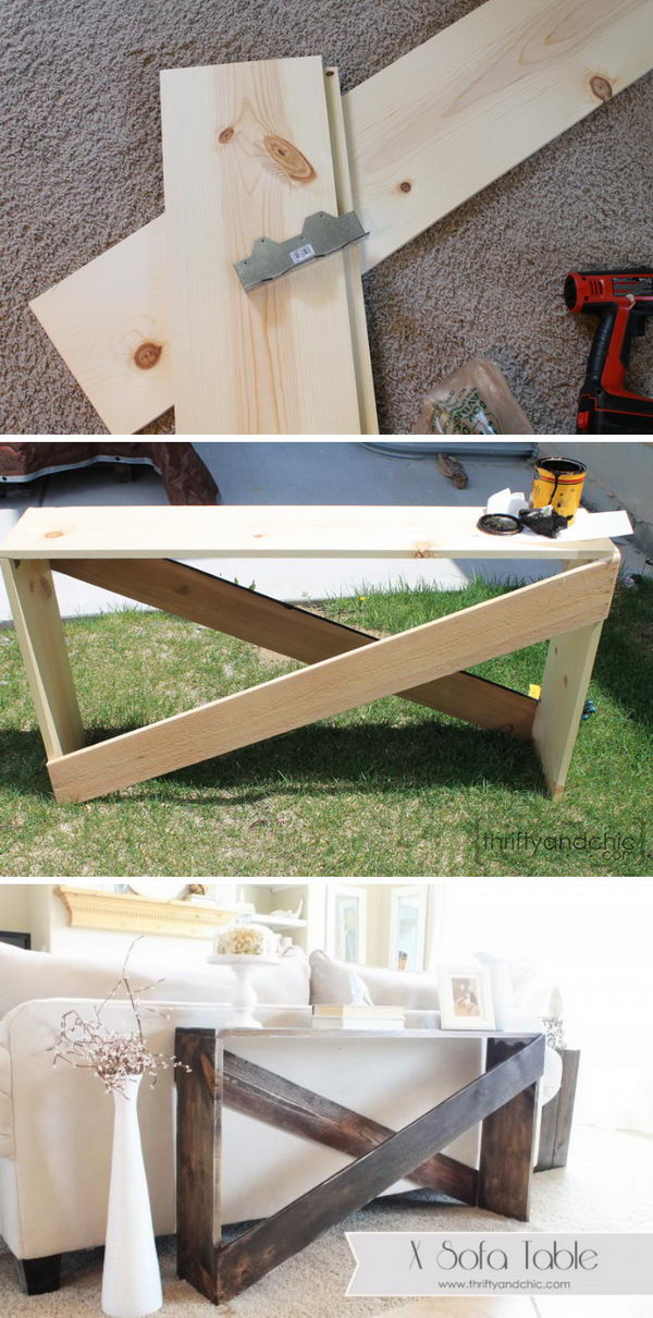 Stylish and simple DIY sofa table. 